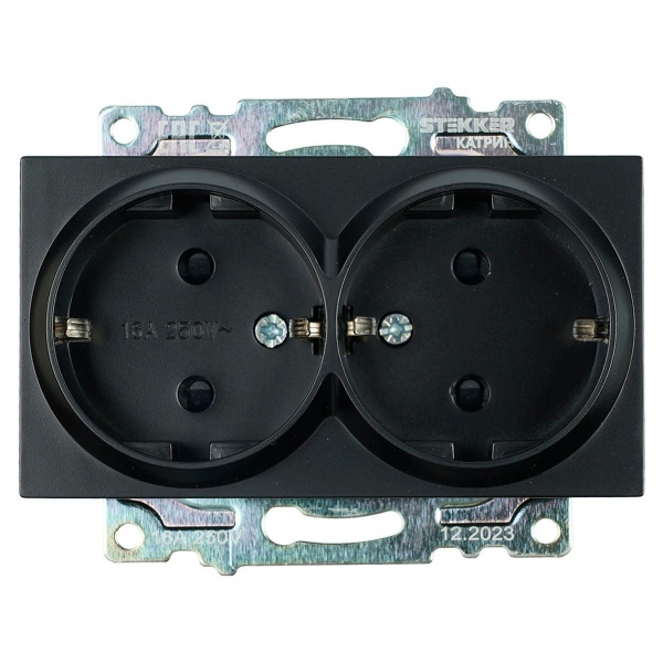 Розетка 2-местная Stekker Катрин GLS16-7114-05 черный 39612