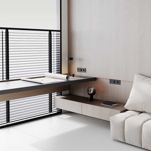 Розетка встраиваемая Voltum S70 с заземлением и защитными шторками, 16А, с USB, A+С, (черный матовый VLS040508