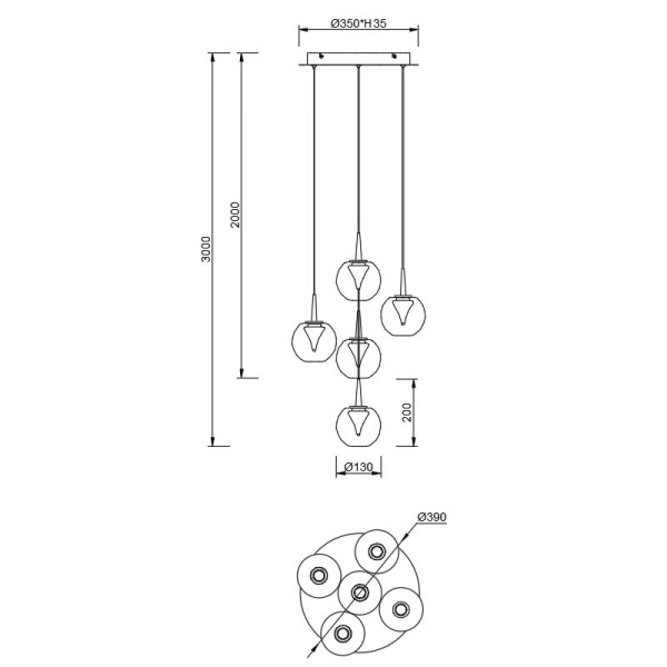 Люстра подвесная Mantra ANDROMEDA 9080