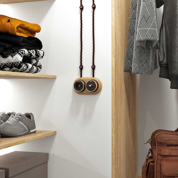 Выключатель двухклавишный на 4 положения Werkel Vintage мокко матовый/хром W5822052 4690389183171