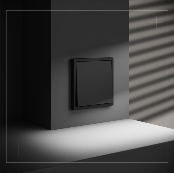 Выключатель с самовозвратом встраиваемый Voltum S70 одноклавишный 10А, (черный матовый) VLS010608