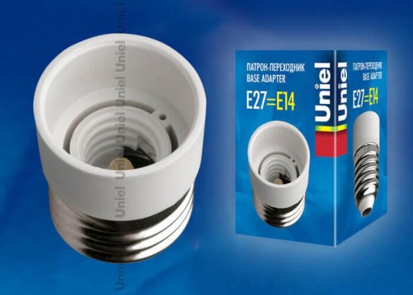 Переходник с цоколя Е27 на Е14 Uniel LH27-14L 06471 Переходник с цоколя Е27 на Е14 Uniel LH27-14L 06471