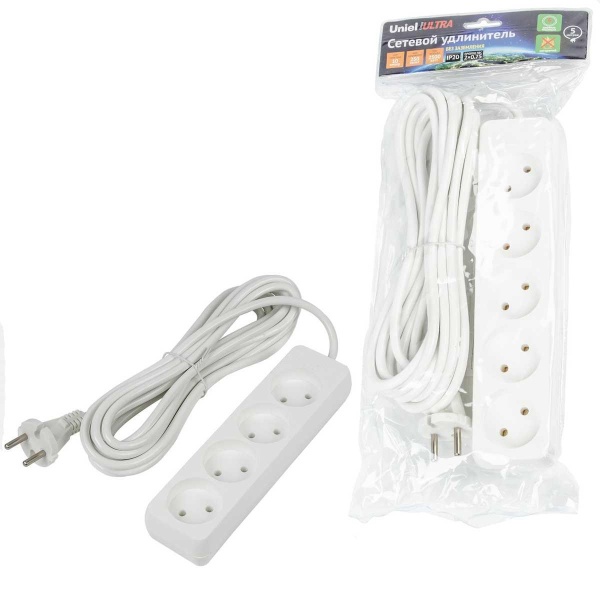 Удлинитель Uniel Ultra 4гн х 5м б/з S-CU4-5 White UL-00009989 Удлинитель Uniel Ultra 4гн х 5м б/з S-CU4-5 White UL-00009989