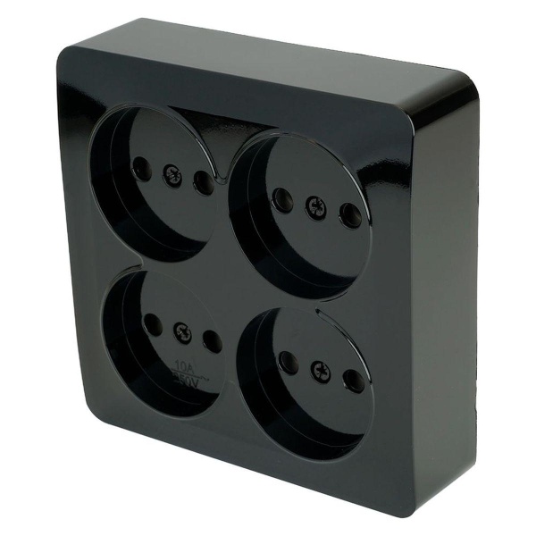 Розетка четырехместная 2P Stekker София черный MST10-14S-02 49321