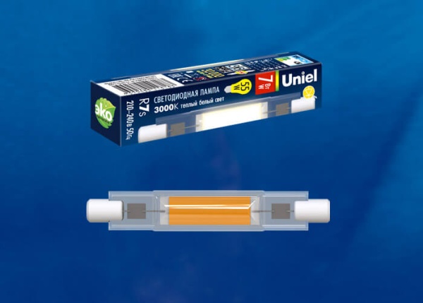 Лампа светодиодная Uniel R7s 7W 3000K прозрачная LED-J78-7W/3000K/R7s/CL GLZ07TR UL-00005061