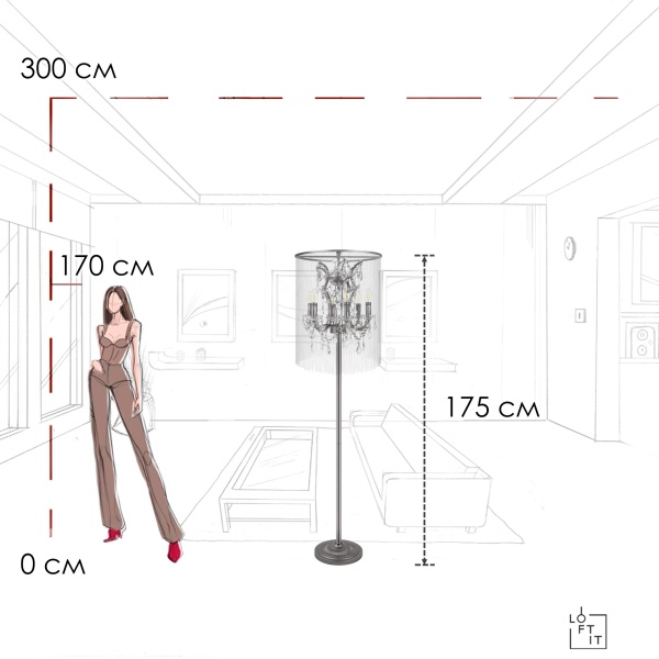 Торшер LOFT IT Vaille Crystal 10450F