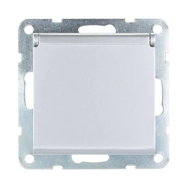 Розетка LK Studio с з/к, шторками и крышкой (серебристый металлик) LK80 843403-1