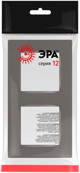 Рамка для розеток и выключателей ЭРА Серия 12 12-5202-16 на 2 поста, Классик, титан Б0067733