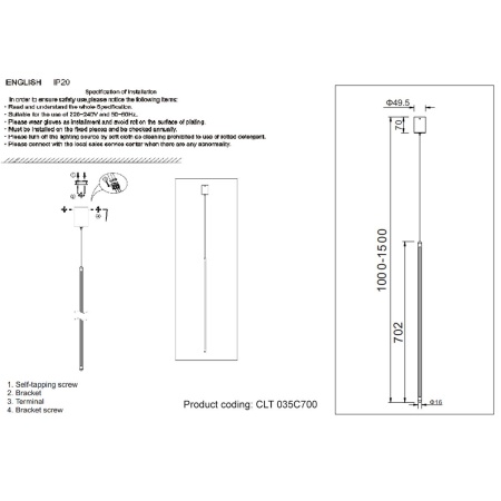 Подвесной светодиодный светильник Crystal LuxCLT 035C700 BL