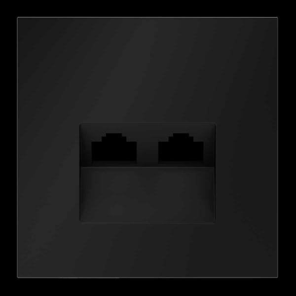 Накладка для розетки компьютерной двойной RJ45+RJ45 кат.6, S70 (черный матовый) Voltum VLS001408