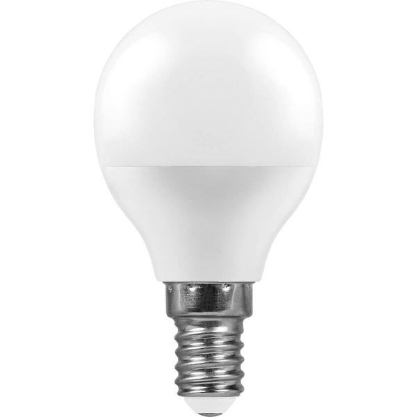 Лампа светодиодная Feron E14 7W 6400K Шар Матовая LB-95 25480