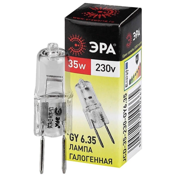 Лампа галогенная ЭРА GY6.35 35W 2700K прозрачная GY6.35-JCD-35W-230V C0027373 Лампа галогенная ЭРА GY6.35 35W 2700K прозрачная GY6.35-JCD-35W-230V C0027373