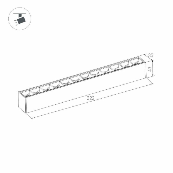 Трековый светодиодный светильник для магнитного шинопровода Arlight Mag-Laser-45-L320-12W Day4000 026938