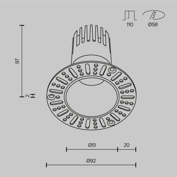 Встраиваемый светильник Maytoni Technical Downlight Dip DL120-10W-3K-TRS-W