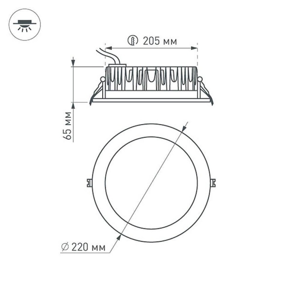Встраиваемый светодиодный светильник Arlight LTD-220WH-Frost-30W Warm White 110deg 021070 Встраиваемый светодиодный светильник Arlight LTD-220WH-Frost-30W Warm White 110deg 021070