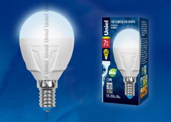 Лампа светодиодная (UL-00002417) E14 7W 4000K матовая LED-G45 7W/NW/E14/FR PLP01WH