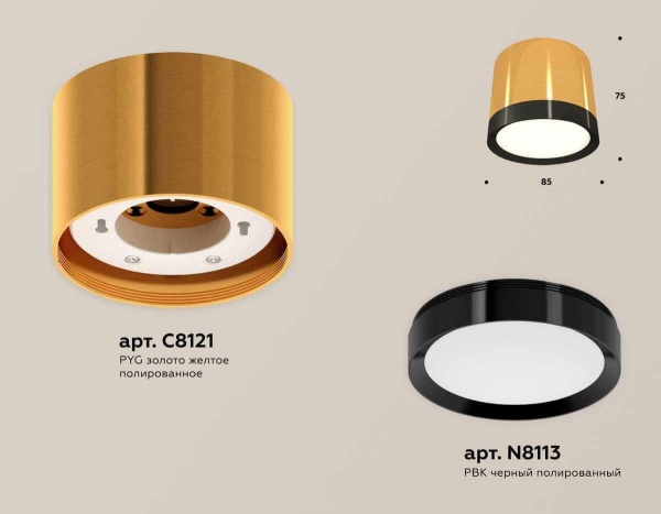 Комплект накладного светильника Ambrella light Techno Spot XS (C8121, N8113) XS8121001