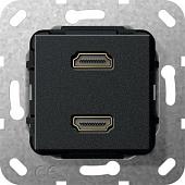 Розетка двойная HDMI Gira System 55 черный матовый 567210