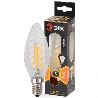 Лампа светодиодная филаментная ЭРА E14 5W 2700K прозрачная F-LED BTW-5W-827-E14