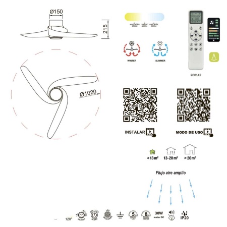 Люстра потолочная-вентилятор Mantra Groenland 9066