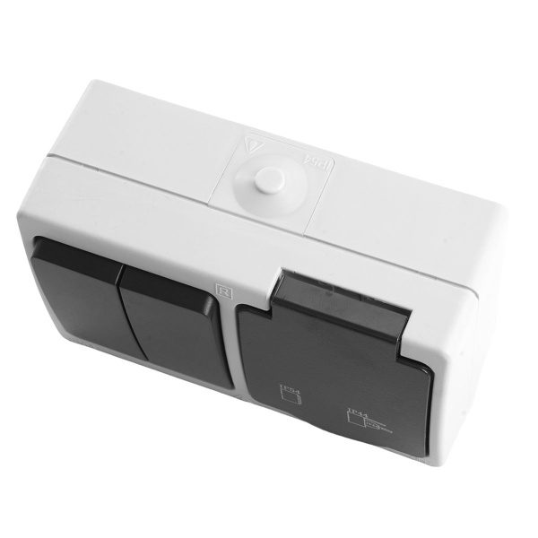 Блок розетка-выключатель Stekker серый-графит PST16-11-54/10-121-54 32761