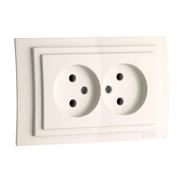 Розетка 2К двойная Mono Electric Larissa 16A 250V винтовое подключение слоновая кость 103-010105-121 Розетка 2К двойная Mono Electric Larissa 16A 250V винтовое подключение слоновая кость 103-010105-121