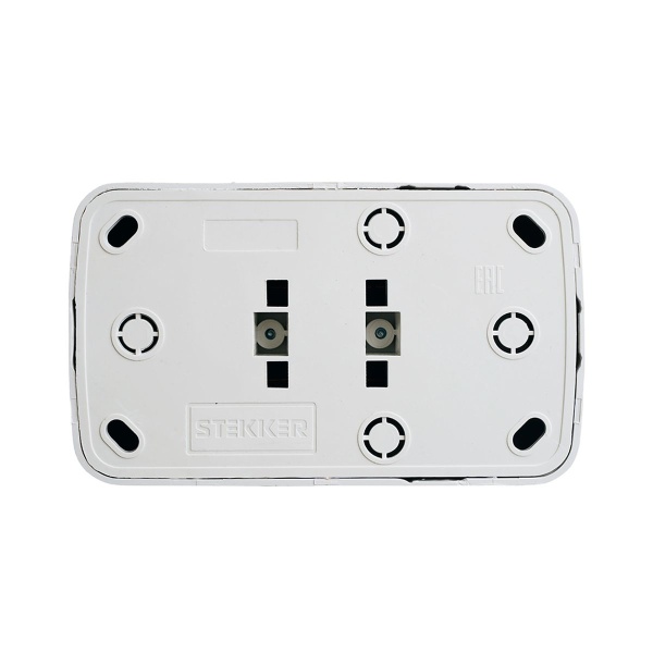 Розетка накладная 2-местная б/з Stekker, PST10-502-20, пластик АВS, 250В, 16А, IP20 Basic, белый 50075