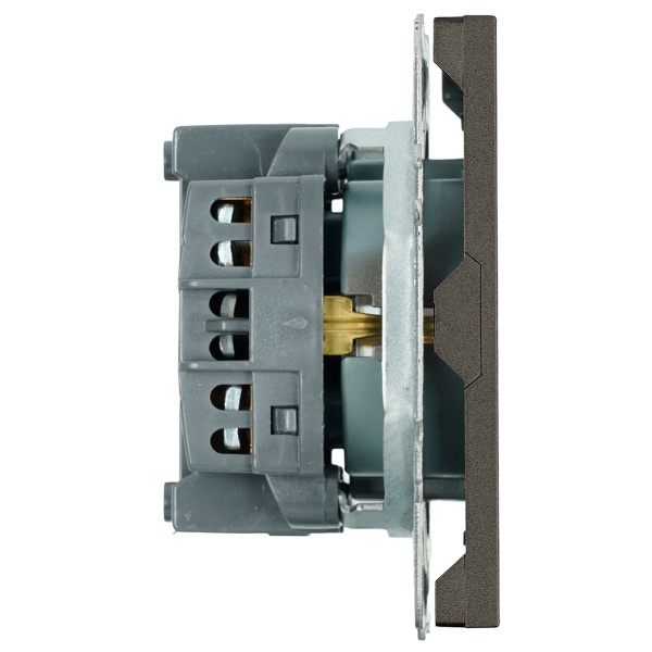 Розетка 1-местная с защитной шторкой с/з (механизм), Stekker, 250В, 16А Эмили, RST16-5110-09, антрацит, soft touch 49932