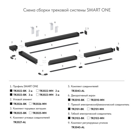 Прямой соединитель для шинопровода Denkirs Smart Base TR2101-BK