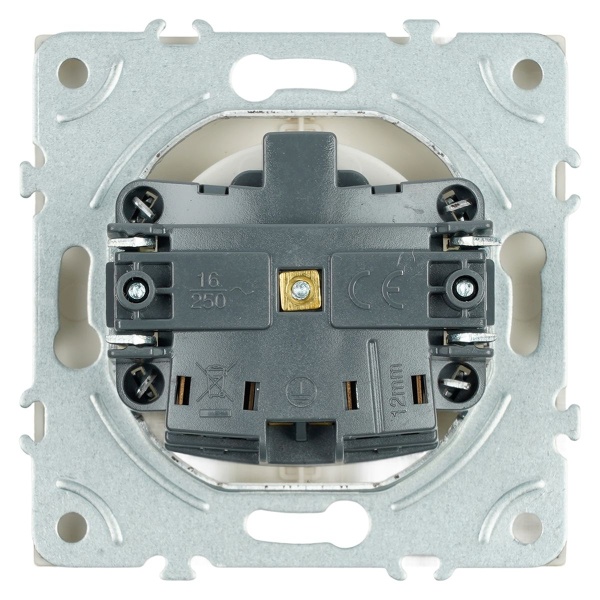 Розетка 1-местная с защитной шторкой с/з (механизм), Stekker, 250В, 16А Эмили, RST16-5110-08, кашемир, soft touch 49906