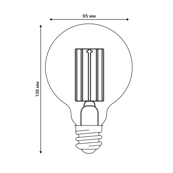 Лампа светодиодная Uniel E27 5W 4000K прозрачная LED-G95-5W/4000K/E27/CL GLY01TR UL-00011943