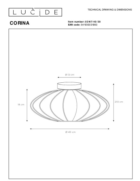 Потолочный светильник Lucide Corina 03147/40/30