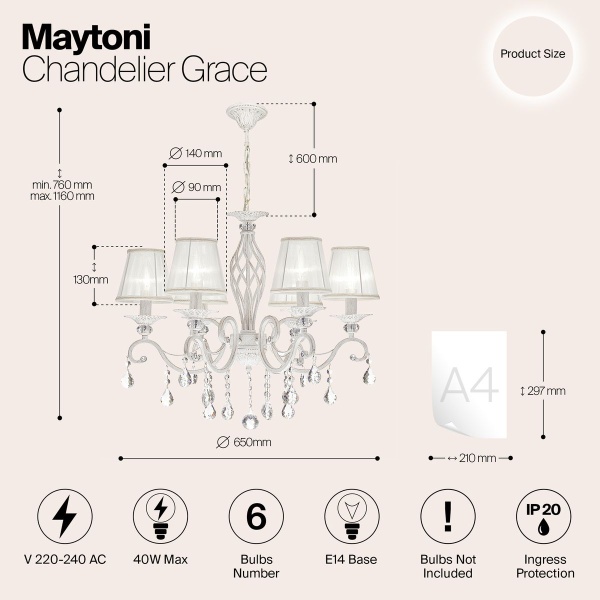 Подвесная люстра Maytoni Grace ARM247-06-G
