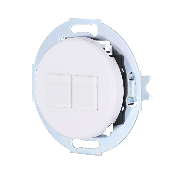 Розетка LK Studio компьютерная 2хRJ-45 кат. 6 с накладкой (белый) Vintage 886404-1