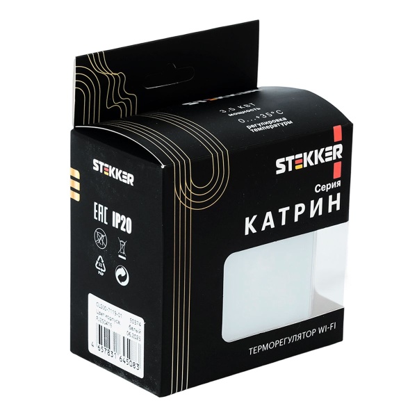 Терморегулятор Wi-Fi (механизм), Stekker, 250В, 3500Вт Катрин, GLS00-7119-01, белый 50374