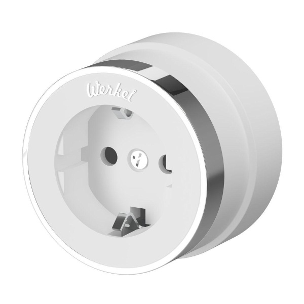 Розетка с заземлением Werkel Vintage белый матовый/хром W5871050 4690389174698 Розетка с заземлением Werkel Vintage белый матовый/хром W5871050 4690389174698