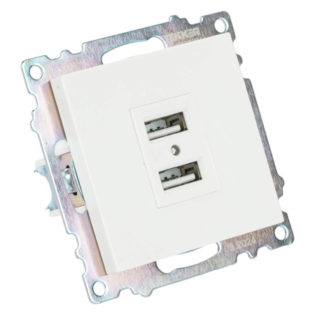 Розетка 2хUSB Stekker Катрин белый GLS10-7115-01 39686