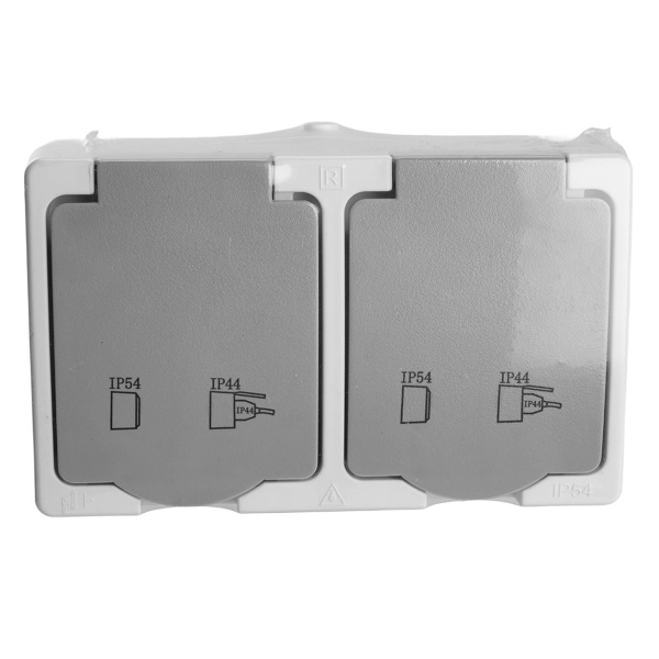 Розетка 2-местная с крышкой Stekker Велена PST16-22-54 49730