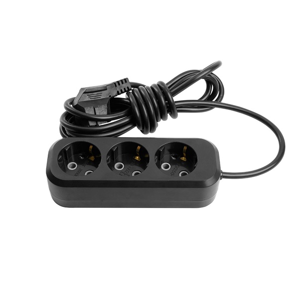 Удлинитель 3-местный б/з Stekker, HM01-31-02, 2м, 3x0,75 Home (У10-002),черный 50418