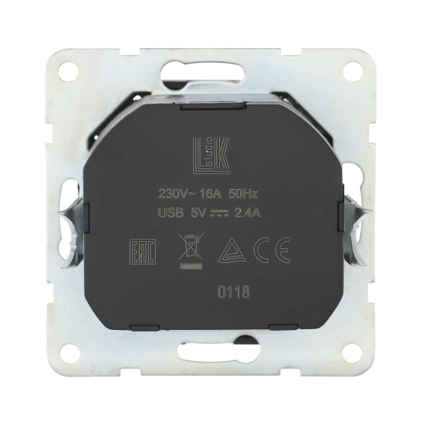 Розетка LK Studio с з/к + 2хUSB разъема, 2А (черный бархат) LK60 868008-1