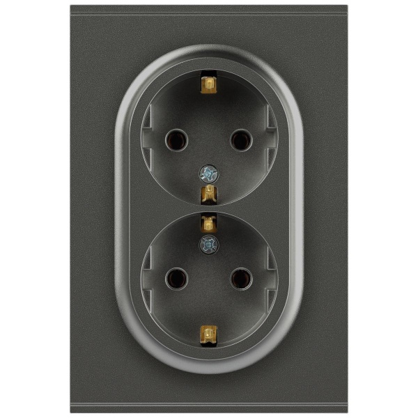 Розетка ЭРА Arktik 16-2105-06 двойная с заземлением 2X2P+E Schuko со шторками 16А-250В графит Б0070459