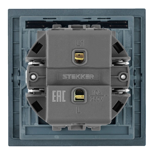 Выключатель 1-клавишный c индикатором (механизм), Stekker, 250В, 10А Мия, RSW10-3101-05, черный бархат 50445