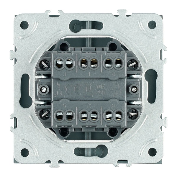 Переключатель 2-клавишный (механизм), Stekker, 250В, 10А Эмили, RSW10-5107-09, антрацит, soft touch 49921