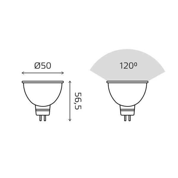 Лампа cветодиодная Gauss GU5.3 5,5W 4100K матовая 10135262T