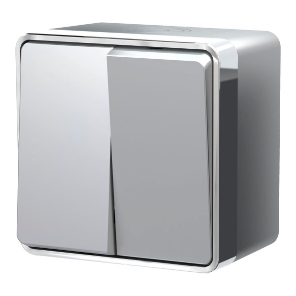 Выключатель двухклавишный влагозащищенный Werkel Gallant серебряный W5020206 4690389167133