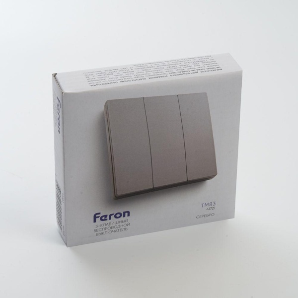 Выключатель трехклавишный беспроводной Feron Smart серебро TM83 41721 Выключатель трехклавишный беспроводной Feron Smart серебро TM83 41721