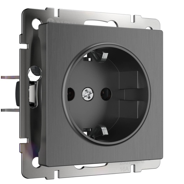 Розетка с заземлением и шторками Werkel графит рифленый W1171104 4690389158636 Розетка с заземлением и шторками Werkel графит рифленый W1171104 4690389158636