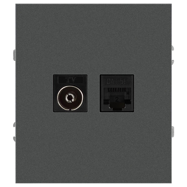 Розетка ЭРА Arktik 16-3110-06 комбинированная RJ45+TV графит Б0070499