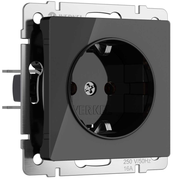 Розетка Werkel с заземлением  черный акрил W1171048 4690389197703