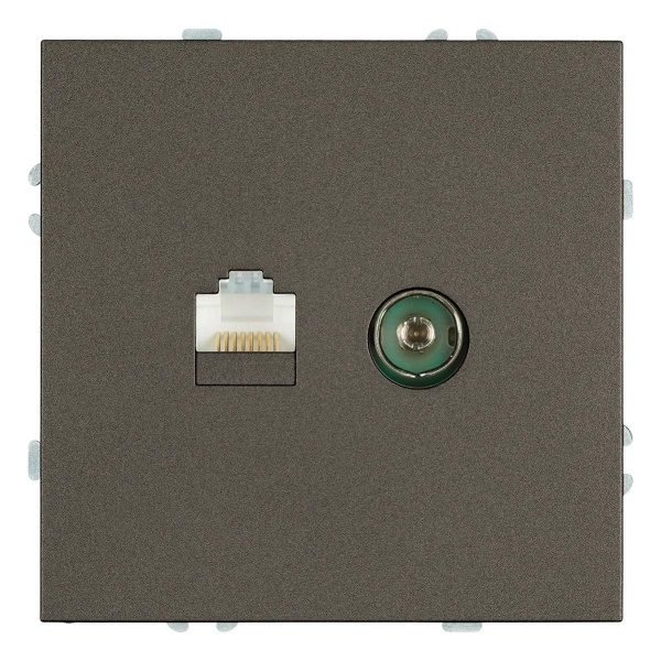 Розетка TV + компьютерная RJ-45 (механизм), Stekker Эмили, RST00-5106-09, антрацит, soft touch 49924